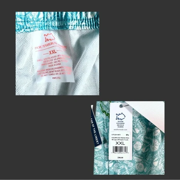 Southern Tide Men’s Marine Blue Caps Off Stretch Water Repell Swim Trunks Sz XXL